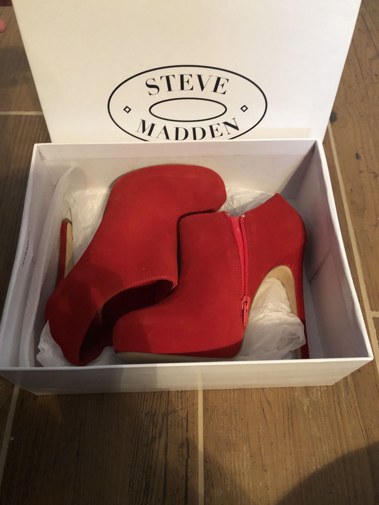 Steve Madden red suede booties