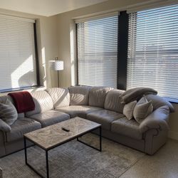 Italian Leather Sofa (Salotti Natuzzi) + Pillows