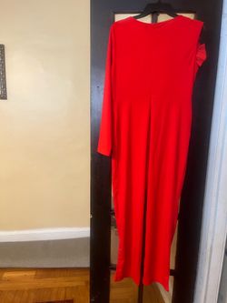 Beautiful,elegant Red one shoulder jumpsuit with floral detail (New)