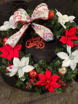 Pretty Christmas wreath s and door swags