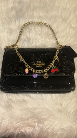 Coach Black Patent Signature Flap Bag