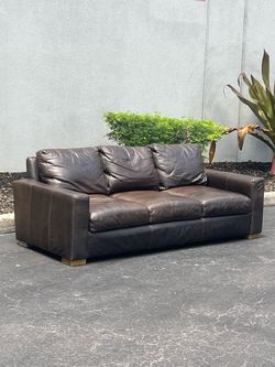 RH Maxwell 3 Seater Chocolate Leather Sofá FREE DELIVERYbea