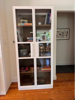 Arhaus White Glass Bookcase