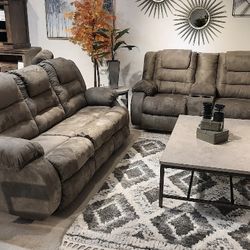 McCade Cobblestone Reclining Living Room Set (Sofa, Loveseat , Couch Sectional Options 