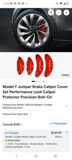 TESLA  Performance Red Aluminum Caliper Covers
