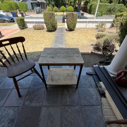 Antique kitchen Cutting Board. Iron And Wood