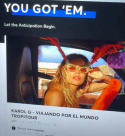 Karol G Friday Tickets 8/14/2026 - Section 433 First Row 1