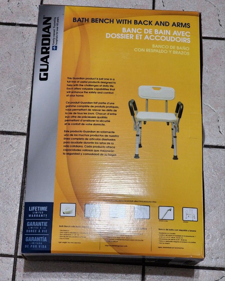Guardian Bath Bench With Back And Arms