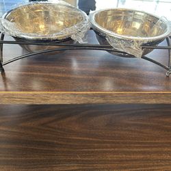 Dog bowls and stand