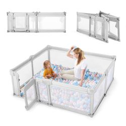 Sweeby Foldable Baby Playpen 71x59 with Mat Grey