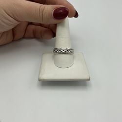 14K White Gold Faceted Band Ring size 11– 7.4g – Textured Pattern – $1,123