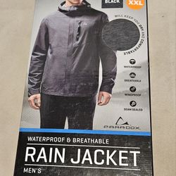 Paradox Men's Waterproof Rain Jacket - Black New! XXL