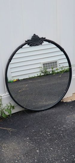 Round Black Ornate Wall Mirror