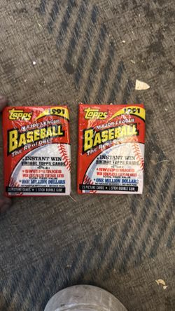 8 unopened packs 1991 tops baseball with gum 10$ eqch