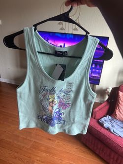 Disney Tinker Bell "Faith, Trust & Pixie Dust" Cropped Tank Top - Size L