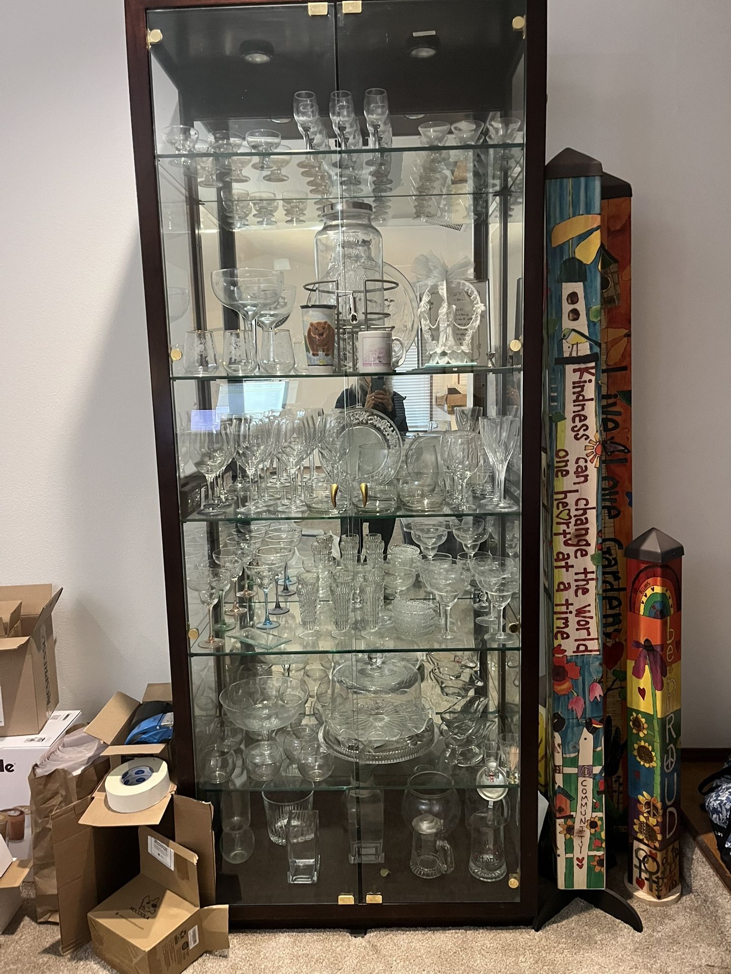 90" tall lighted Curio Cabinet Display Case