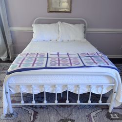 White Metal Full Bed Frame – Sturdy, Clean, Classic Style