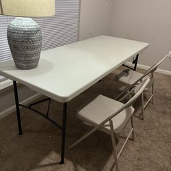8ft sturdy fold/carry table w/ 2 chairs
