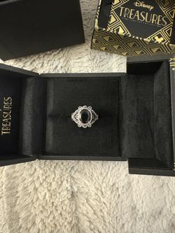 Disney Treasures The Nightmare Before Christmas Black Onyx & Diamond Ring 1/5 ct tw Sterling Silver