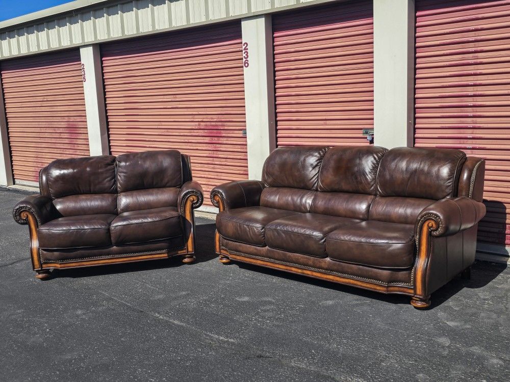 Leather Sofa and Loveseat Set