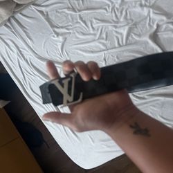 Louis Vuitton “LV Initials” Belt (Damier Graphite canvas)