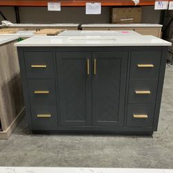 48"Soild wood  Bathroom Vanity Stone Countertop (Open Box)