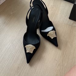 Versace Black High Heels Shoes 