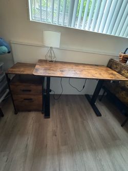 Sit/Stand Desk w/ File Cabinet