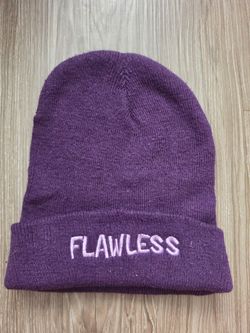 Purple Flawless Embroidered Knit Beanie