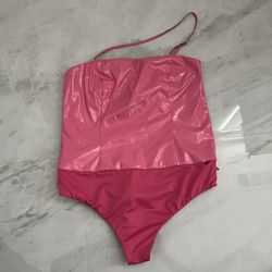 H:ours pink leathery bodysuit 