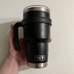 Yeti Travel Mug Rambler 30 oz Black Stainless Steel Tumbler Straw Lid ounce cup glass Genuine 30oz