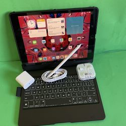Apple IPad 9th Generation (10.2” Retina /Touch ID /IOS 18/ 2021 Model) 64GB with Pen, Keyboard  & Accessories 