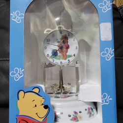 Vintage Disney Fantasma Porcelain Winnie The Pooh Anniversary Glass Dome Clock