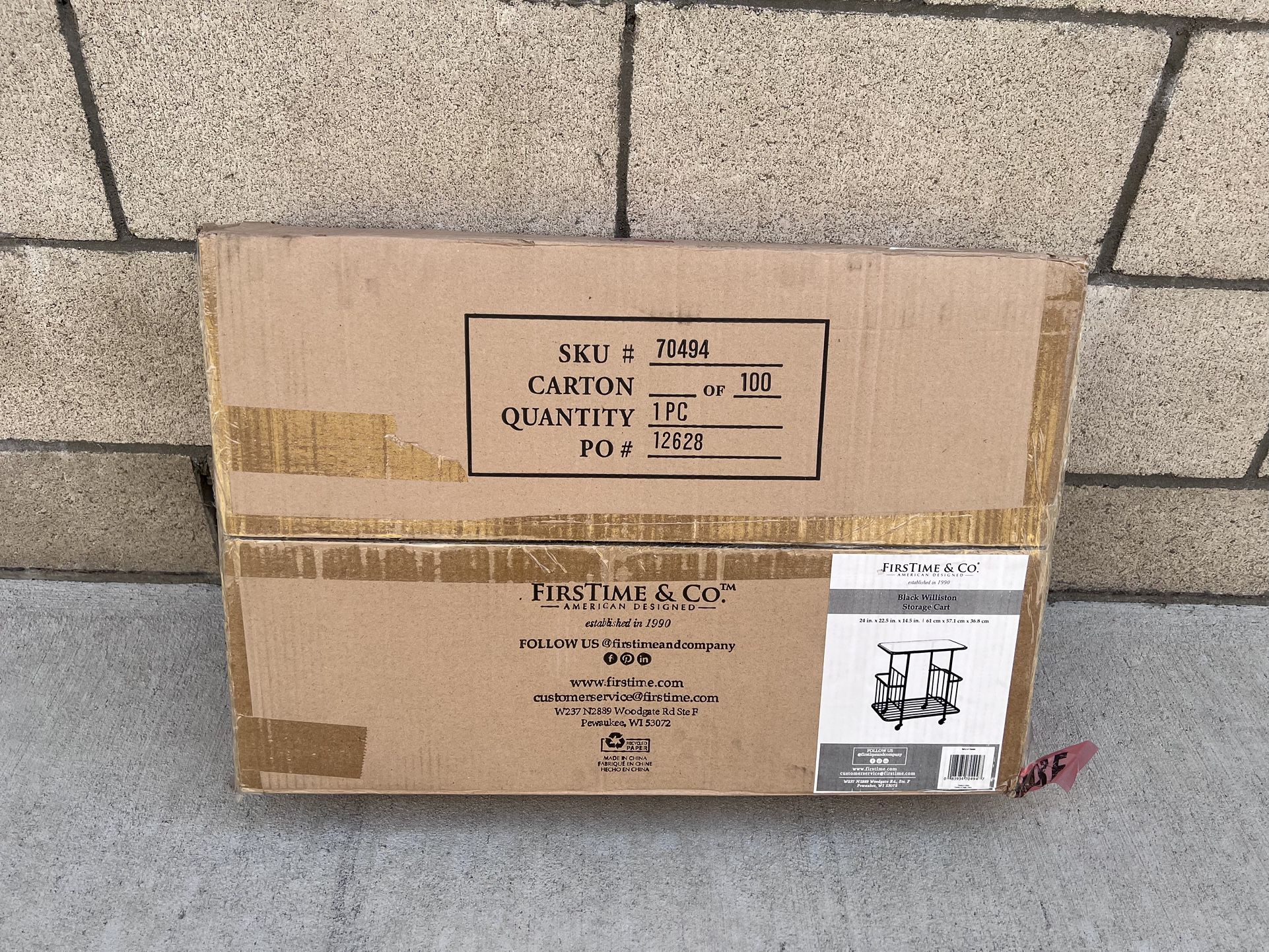 NEW Firstime Black Williston Rolling Storage Cart **$15 Each** ** New in box**