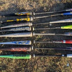  Lot of 16 Mixed Baseball Bats - Easton, Louisville Slugger, Rawlings, Wilson
