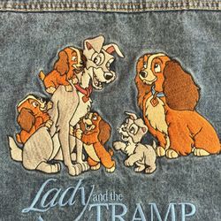 DISNEY STORE LADY & THE TRAMP DENIM JACKET EMBROIDERED Women's Medium w Puppies