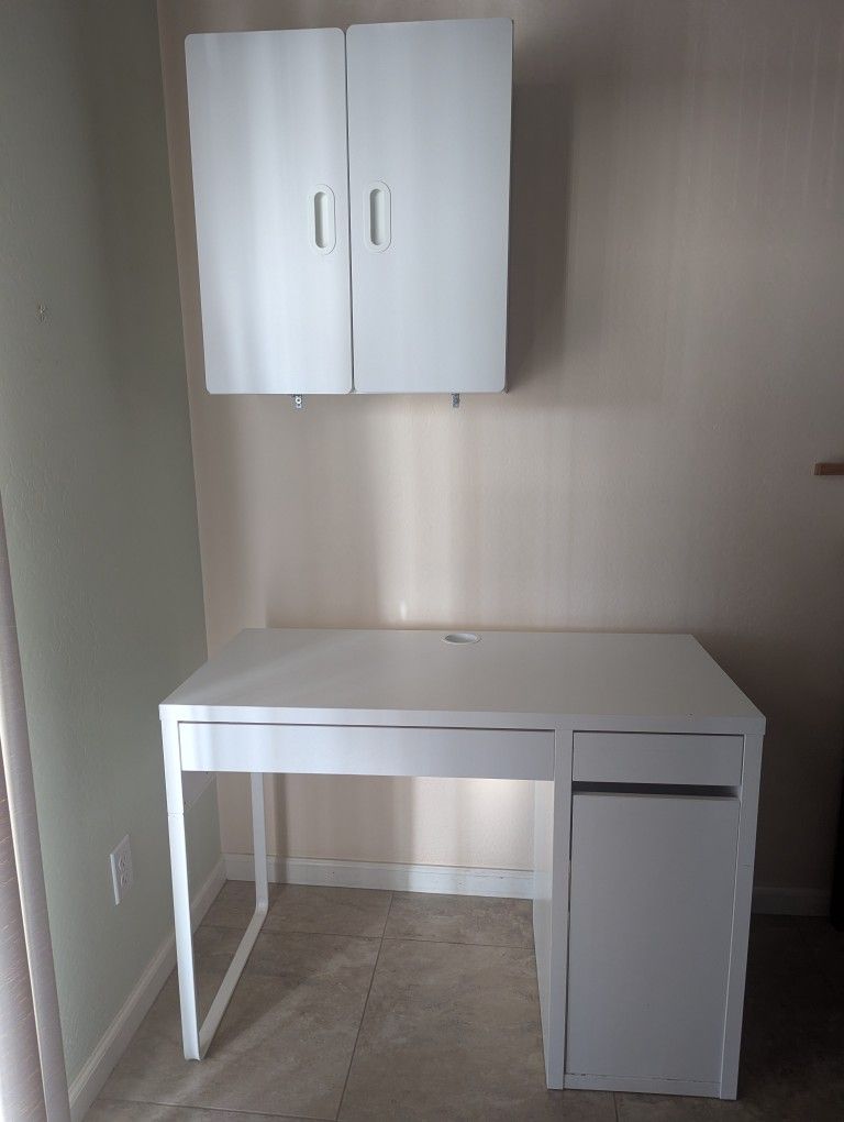 IKEA Desk & IKEA Hanging Cabinet