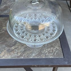 Vintage** Glass Cake Dome on Pedestal   