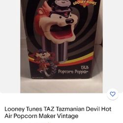 Looney Tunes Taz Tazmanian Devil Hot Air Popcorn Maker Vintage Machine 