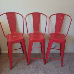 Set Of 3 Metal Counter Chairs