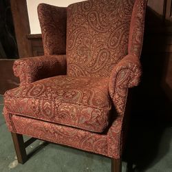 Beautiful Upholestered Wingback Chair / Vintage Armchair