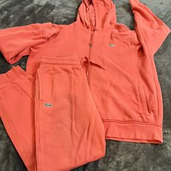 Orange Lacoste hoodie set