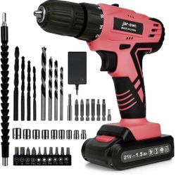 21V Pink Cordless Drill Set