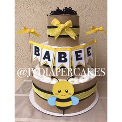 Three tier babee diaper cake great for baby showers and centerpiece