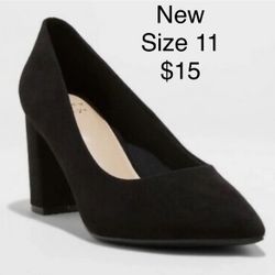 A New Day Black BONNY BLOCK HEELED PUMPS Sz 9.5