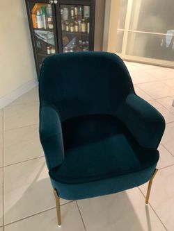 New Velvet Chair with golden metal legs teal color