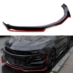 Front Lip Compatible with 2016-2024 Chevy Camaro LT LS RS SS, Red Glossy Black