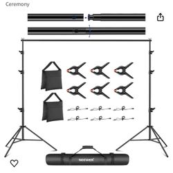 NEEWER 8.5x10ft Adjustable Backdrop Stand Kit, Photography Background Support System with 4 Crossbars, 6 Backdrop Clips, 2 Sandbags,