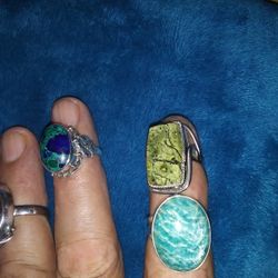 925 Ring.hand.feal Stones Made
