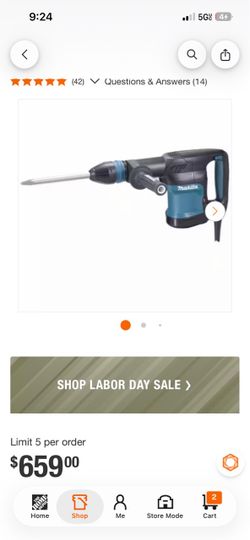 Rotary Hammer with Attachments and Case